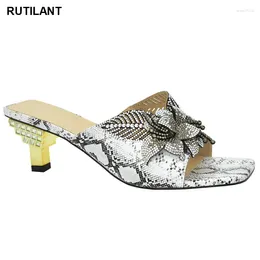 Dress Shoes Italian Women's Elegant High Heels Wedding Decorated With Rhinestone Open Toe Ladies Bridal Nigeria Party