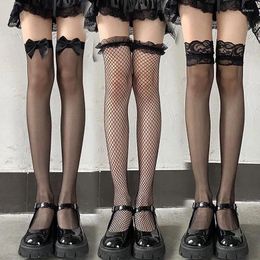 Women Socks Lolita Sexy Lace Stockings Thigh High Over Knee Nylon Long Hosiery Anime Bow Quality