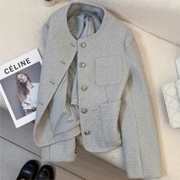 Women's Jackets Grey Tweed Jacket 2024 Spring/autumn Small Fragrance Classic Elegant High-end Fashion Top