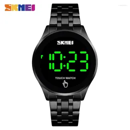 Wristwatches SKMEI Touch Screen Watch Men Fashion Business Stainless Steel Digit Watches Male Waterproof LED Display Wrist