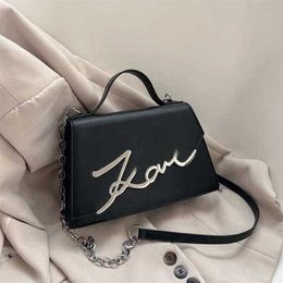 Chic Karl Single Square Shoulder Bags Women Chain Letter Leather HandBag Trendy Style Crossbody Bags Wallet 231115