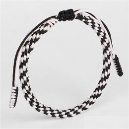 Chain Black And White Thread Creative Woven Bracelet Handmade Corn Knot Tibetan Gift Drop Delivery Ottb4