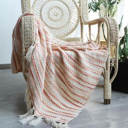 Blankets Bohemian Knitted Blanket Throw Moroccan Fashion Shawl El Fringe Bed End Towel Home Decor Sofa Stripe Cover