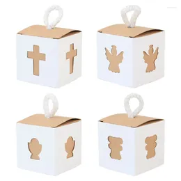 Gift Wrap 50/100PCS Angel Holy Grail Cross Kraft Paper Candy Box Bear Boxes For Guests Wedding Birthday Baby Shower Party Supplies