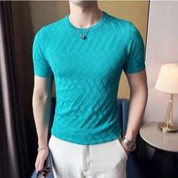 Men's T Shirts Summer Men Short Sleeve Breathable Leisure O-neck Slim Fit T-shirts Male Fashion Ice Silk Knitted Tops Size Shirt M-3XL