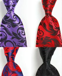 Bow Ties Classic Floral Red Purple Black Tie JACQUARD WOVEN Silk 8cm Men's Necktie Business Wedding Party Formal Neck