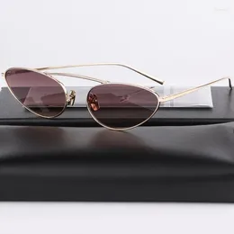 Sunglasses Luxury Oval Egg Shape Titanium For Woman Brand Desinger Personalized Distinctive Eyeglasses Thin Small Sun Glasses
