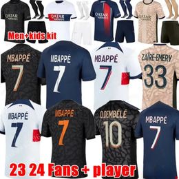 24 25 MBAPPE Soccer Jerseys O.DEMBELE 2023 2024 WIJNALDUM SERGIO RAMOS HAKIMI Fourth Maillots De Adults and Kids Football Jersey ICARDI VERRATTI Third DI