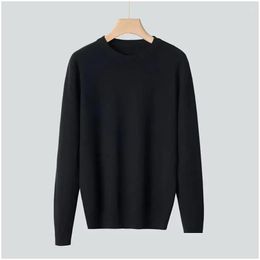 Mens Sweaters Ribbed Cuff Sweater Round Neck Long Sleeve O-Neck Knitwear Thermal With Hem For Warmth Drop Delivery Apparel Clothing Dhqsv