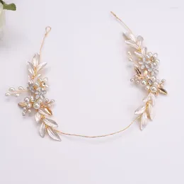 Headpieces Vintage Bridal Hair Accessories Princess Leaves Headdress Wedding Jewellery Gold Pearl Headband Flower Headpiece