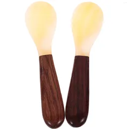 Spoons 2 Pcs Shell Spoon Bamboo Kitchen Utensils Coffee Glass Wooden Ice Cream Practical