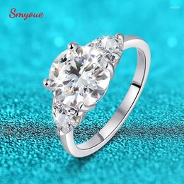 Cluster Rings Smyoue 3CT Pass Test D Colour Moissanite Engagement Ring For Women Colourless Sparkling Wedding Diamond Band 925 Sterling Silver