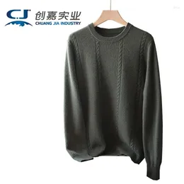 Men's Sweaters Autumn Winter Cashmere Sweater Round Neck Shirt Wine Red Wool Young Simple Elegant And Light Luxury Wear