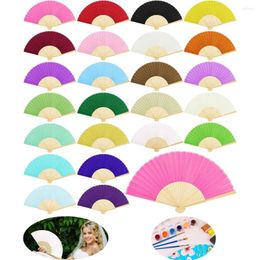 Decorative Figurines Hand Held Paper Fans Bamboo Folding Handheld For Church Wedding Gift Party Favours DIY Decoration