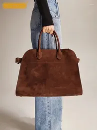 Totes Designer Women Cow Suede Leather Large Capacity Office Ladies Work Handbag Autumn Luxury Underarm Shoulder Bag