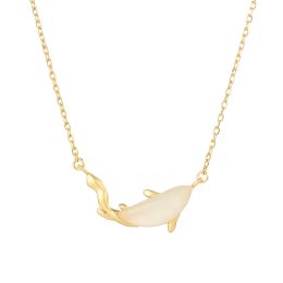 Necklaces XL539 ZFSILVER S925 Sterling Silver Fashion Trendy Luxury Hetian Jade Retro Gold Dolphin Necklaces For Girls Women Wedding Chram