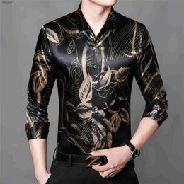 Men's Plus Tees Polos Floral Shirts 2020 Autumn Spring Man Dress Shirt Mens Long Sleeve Flowers yq240401