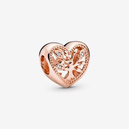 Rose Gold Openwork Family Tree Heart Charm Pandoras 925 Sterling Silver Luxury Charm Set Bracelet Making Beaded charms Designer Necklace Pendant Original Box