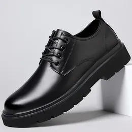 Dress Shoes Leather Men's Autumn Business Formal Wear Sense Leisure Commute Boys Soft Bottom Black Wedding Groom's