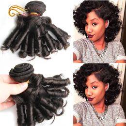 Weaves Weaves Curly Hair Bundles 6pcs 100% Human Curly Hair Double Drawn Human Hair Natural Color Remy Hair