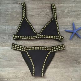 Hand Crocheted Bikini Knitted Splicing SWIMSUIT SET Plus Size Swimwear Women 240321