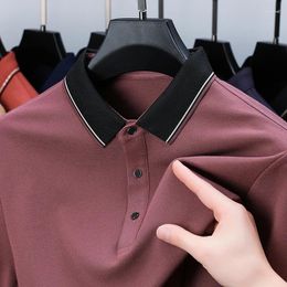 Men's Polos 2024 Long Sleeve Autumn Winter Polo Shirts High Quality Solid Colour Business Casual Male T-shirts Fashion Man Tees 4XL