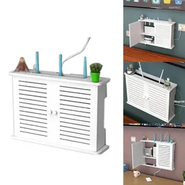 Kitchen Storage Wireless Wifi Router Boxes Wooden Box Cable Power Plus Wire Bracket Wall Hanging Plug Board Shelf