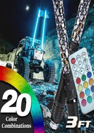 New Durable 3456ft RGB Colourful Wireless Remote Control Spiral Chasing LED Flag Whip Lights For ATV UTV Wrangler Offroad 12V Un7589276