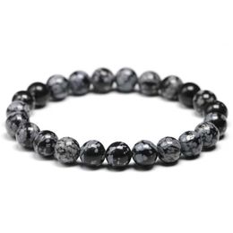 Chain Natural Big Snowflake Obsidian Bracelet Chakra Wrist Mara Pearl Jewelry Mens and Womens Protection Courage Bracelet Gift Q240401