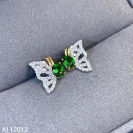 Stud Earrings KJJEAXCMY Fine Jewelry 925 Silver Natural Diopside Girl Trendy Selling Ear Support Test Chinese Style