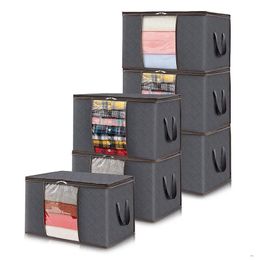 6pcs/set Clothes Storage Bags Upgraded Foldable Fabric Storage Bags Storage Containers For Organising Bedroom 240313