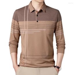 Men's Polos Casual Comfortable Male Clothes Striped Polo Shirt Autumn Business Office Simplicity Long Sleeve All-match T-shirt