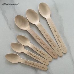 Spoons Customized Wooden Large And Small Disposable Party Cake Dessert Personalized Mini Ice Cream Spoon In Arabic Hebrew