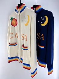 Designer men Sweaters knitting shirt casa blanca star coat embroidery letter 2024 casual Zipper cardigan S M L XL