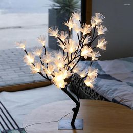 Decorative Flowers 1pc Fibre Optic Flower Tree Lamp Light USB Decor For Wedding Home Bedroom (Black With White Bag