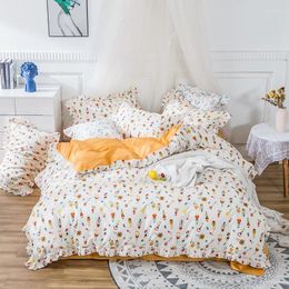 Bedding Sets 2024 Est Four-piece Simple Cotton Double Household Bed Sheet Quilt Cover Dormitory White Yellow
