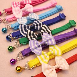 Dog Collars Adjustable Pet Collar Stripe Bow Bell Harness Beautiful With Puppies And Cats. DIY Fashion Accessories