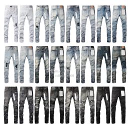 Designer Mens Jeans Roxo para Mens Calças Jeans Moda Mulheres Roxo-Marca Tendências Angustiado Preto Rasgado Biker Slim Fit Motocicleta Sweatpants