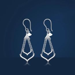 PT950 Real Pure Platinum 950 Dangle Earrings Women Gift Irregular Geometric Triangle O Link Chain 25g 240401