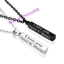 I love you stainless steel ing accessories pendant necklace Colourful silver necklace black light luxury couple accessories