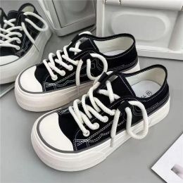 Shoes Women Platform Canvas Shoes Lace Up Chunky Sneakers Female Outdoor Trainers Fashion Big Toe Casual Shoes Sapatos Feminino