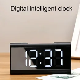 Table Clocks Led Mirror Screen Alarm Clock Digital Voice Control Snooze Date Temperature Display For Home Decoration Z0g1