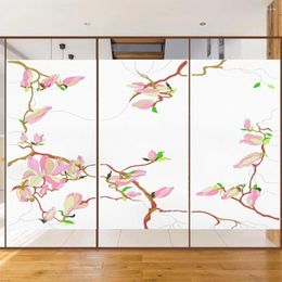 Window Stickers Flower Pattern Privacy Film PVC Frosted Sun Blocking Anti UV Static Cling Glass Bathroom Door Home Decor