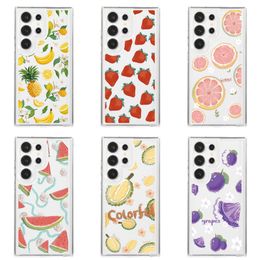 Summer Fruit Cases For Samsung S24 Ultra S23 FE S22 Plus A54 A34 A24 A14 A55 A35 A25 A15 A13 A23 Strawberry Pineapple Watermelon Durian Grape Soft TPU Shockproof Cover