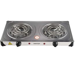 HAITOP Countertop Dual Burner 2000W Electric Heating Plate Temperature Control Power Indicator Light Easy to Clean