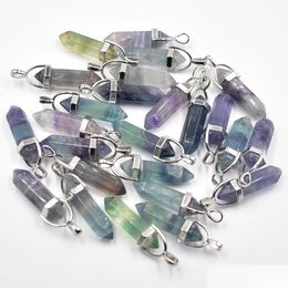 Charms Wholesale Fashion Good Quality Natural Fluorite Stone Pillar Point Chakra Pendants For Jewellery Making Drop Delivery Findings Co Dhamn