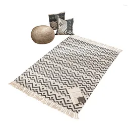 Carpets American Style Vintage Retro Cotton Linen Handmade Carpet Fashion Geometric Tassel Floor Mats Area Rugs Home Decor