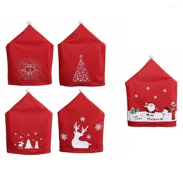 Chair Covers Bell Print Christmas Cover Snowman Non-woven Fabric Dining Decoration Santa Claus Pattern Elk