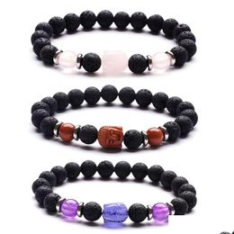 Beaded Bijoux De Mode Tiger Eye Stone Green Dongling Scpture Buddha Head Bracelet Jha Volcanic Popaire Jewelry Et B Drop Delivery Otmc7