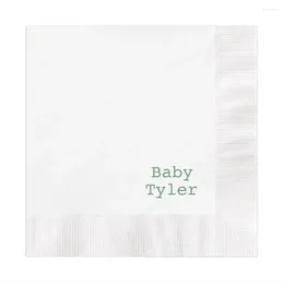 Party Supplies Corner Printed Baby Napkins Personalized Set Of 100 Custom Paper Cocktail Shower Minimalist Baptism Birthday